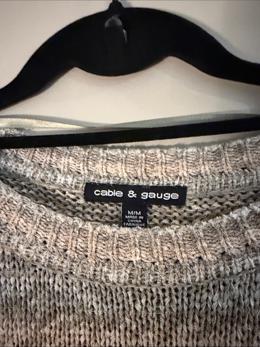 Cable & Gauge Striped Short Sleeve Knit Top -Olive Green & Cream Size Medium - Picture 2 of 4